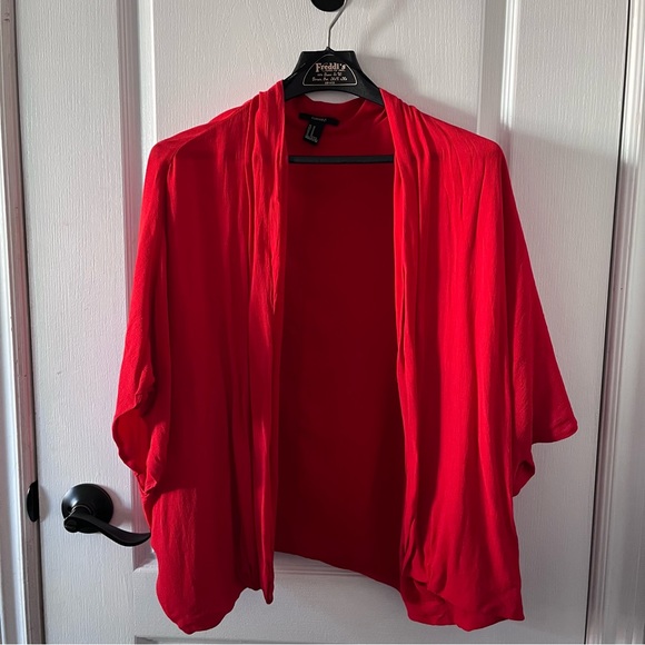 FOREVER 21 RED SHAWL OVERSIZED MEDIUM - Picture 3 of 3